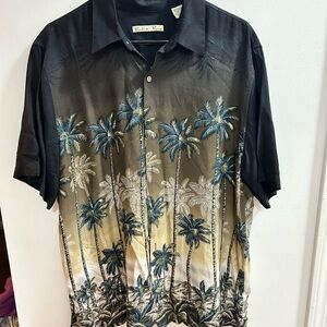 Batik Bay Black‎ and Brown Hawaiian Button Down Shirt Relaxed Fit